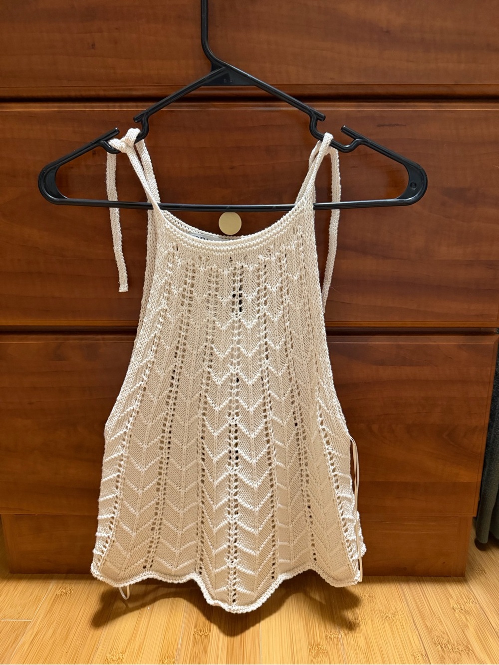 Zara Cream Crochet Halter Tank Top